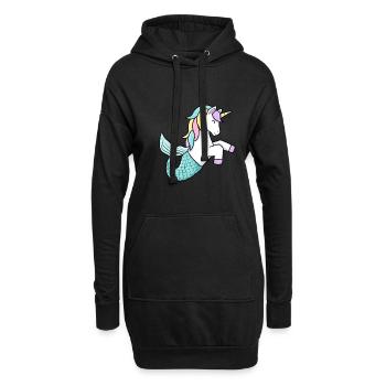 Licorne sirène - Sweat-shirt à capuche long Femme - noir - Devant