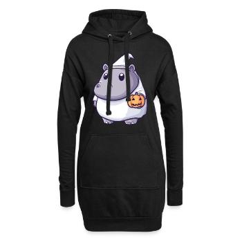 Nilpferd Halloween Comic Geist - Hoodie-Kleid - Schwarz - Vorne