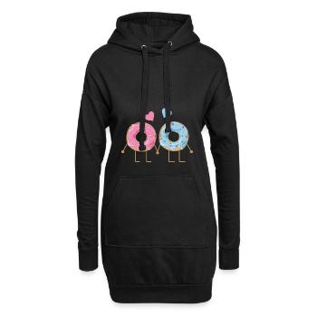 Valentinstag Valentinsday Love Paar Liebe Donut - Hoodie-Kleid - Schwarz - Vorne