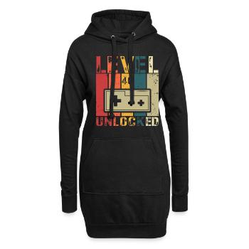 Level 40 freigeschaltet - Hoodie-Kleid - Schwarz - Vorne