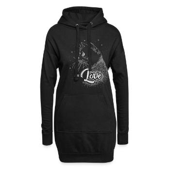 Le chat est l’amour, propriétaire du chat - Sweat-shirt à capuche long Femme - noir - Devant