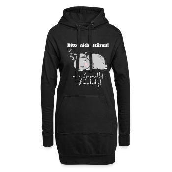 Büroschlaf Bitte Nicht Stören Mit Nilpferd - Hoodie-Kleid - Schwarz - Vorne
