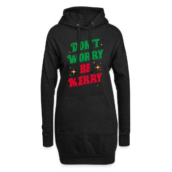 Keine Sorge, sei fröhlich - Hoodie-Kleid - Schwarz - Vorne