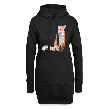 Fox sitting satisfait Renard intelligent - Sweat-shirt à capuche long Femme - noir - Devant