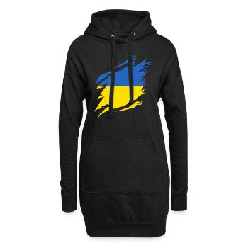 Drapeau de l’Ukraine Vintage Drapeau ukrainien d’occasion Look - Sweat-shirt à capuche long Femme - noir - Devant