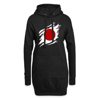 Japan Flagge Used Look Nihon Japanische Fahne - Hoodie-Kleid - Schwarz - Vorne