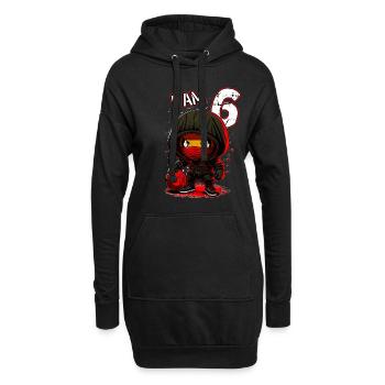 Anniversaire des enfants 6 ans - basketball et ninjas - Sweat-shirt à capuche long Femme - noir - Devant