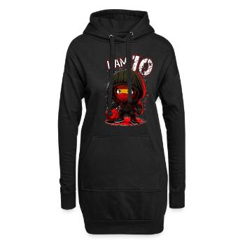 Anniversaire des enfants 10 ans - basketball et ninjas - Sweat-shirt à capuche long Femme - noir - Devant
