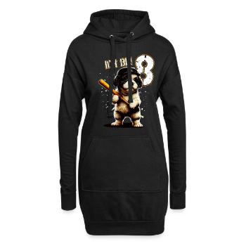 Kinder Geburtstag 8 Jahre - Baseball und Hunde - Hoodie-Kleid - Schwarz - Vorne