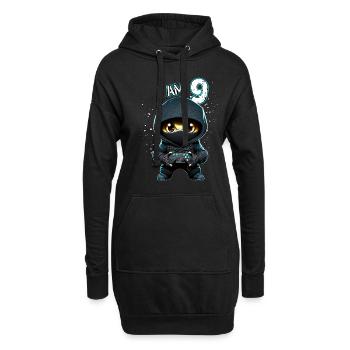 Children birthday 9 years - video games and gamers - Hoodie-Kleid - Schwarz - Vorne