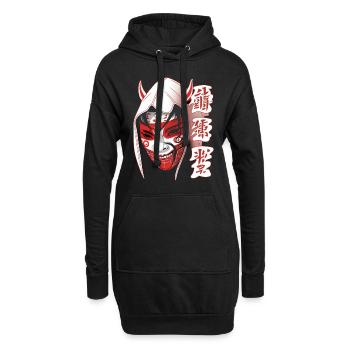 Traditionelle japanische Okame Otafuku Yokai Figur - Hoodie-Kleid - Schwarz - Vorne