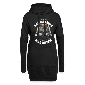 Bodybuilding Katze - Sarkastischer Spruch - Hoodie-Kleid - Schwarz - Vorne