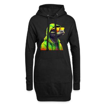 Krokodil mit Sonnenbrille Alligator Kaiman Reptil - Hoodie-Kleid - Schwarz - Vorne