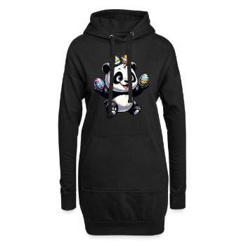 Süßer Panda & Lustige Ostereier - Hoodie-Kleid - Schwarz - Vorne