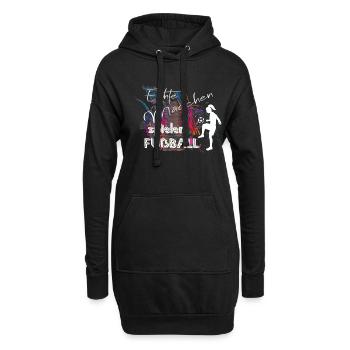 Echte Mädchen spielen Fussball Frauenfußball - Hoodie-Kleid - Schwarz - Vorne
