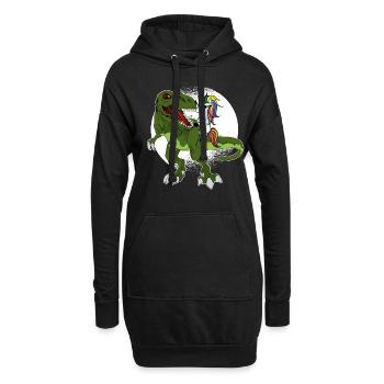 Dino Tyrannosaurus Rex avec licorne licorne - Sweat-shirt à capuche long Femme - noir - Devant