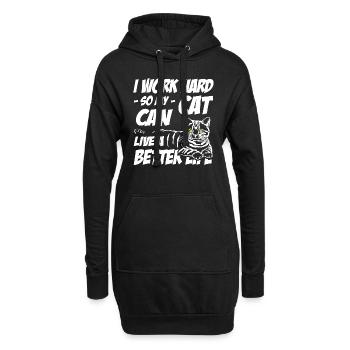 I work hard so my cat can live a better life - Hoodie-Kleid - Schwarz - Vorne