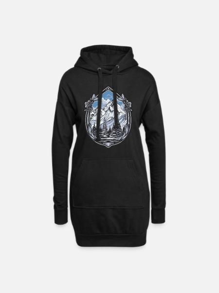 Berge Alpen - Hoodie-Kleid - Schwarz