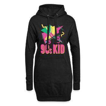 90er Retro mit Rollschuh - Hoodie-Kleid - Schwarz - Vorne