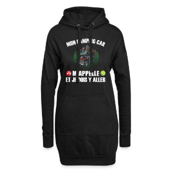 Mon camping-car m'appelle t-shirt campeur - Sweat-shirt à capuche long Femme - noir - Devant