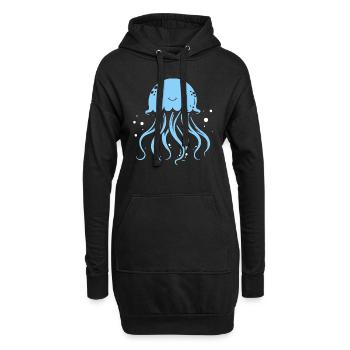 Float on, Qualle mit Tentakeln, Meeresbewohner - Hoodie-Kleid - Schwarz - Vorne