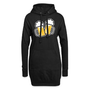 2 Maßkrüge Stoßen An, Prosit! (Bier Maßkrug / 3C) - Hoodie-Kleid - Schwarz - Vorne