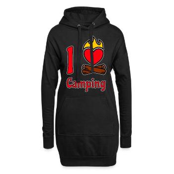 I love Camping Ich liebe Camping Campers Sprüche - Hoodie-Kleid - Schwarz - Vorne