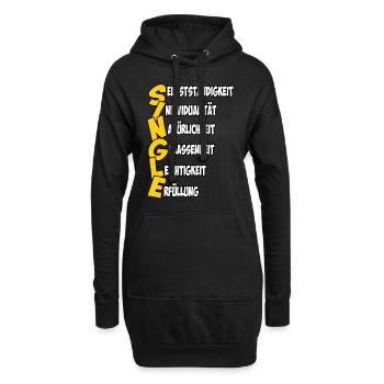 Single in starken Worten - Hoodie-Kleid - Schwarz - Vorne
