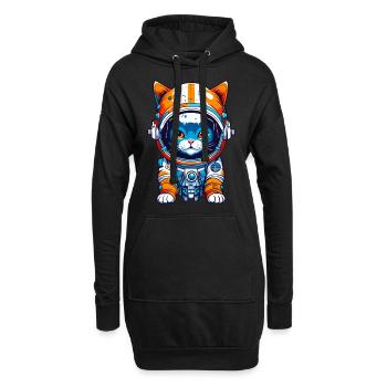 Space Cat 01 - Hoodie-Kleid - Schwarz - Vorne