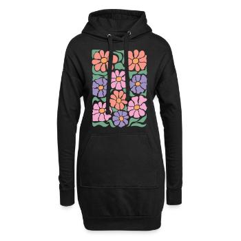 Boho Flora Blumen - Hoodie-Kleid - Schwarz - Vorne