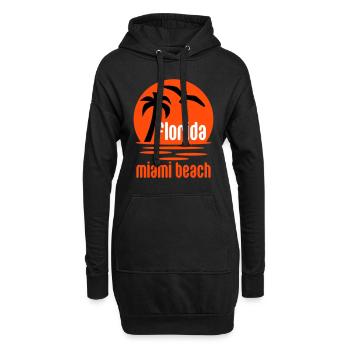 Floride, Miami beach (soleil, palmier, oiseau) - Sweat-shirt à capuche long Femme - noir - Devant