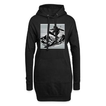 Snowboarder - Hoodie-Kleid - Schwarz - Vorne