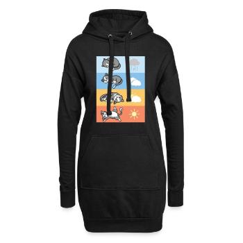 lustige Schlafende Wetter Katzen kuschel outfit - Hoodie-Kleid - Schwarz - Vorne