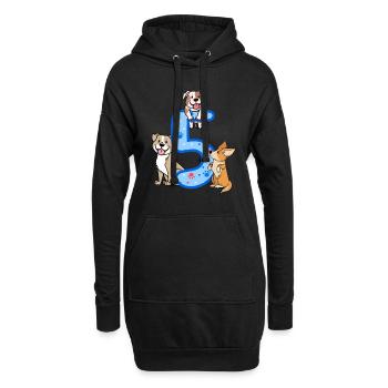 5. Geburtstag Junge Hunde Outfit 5 Jahre Alt Welpe - Hoodie-Kleid - Schwarz - Vorne