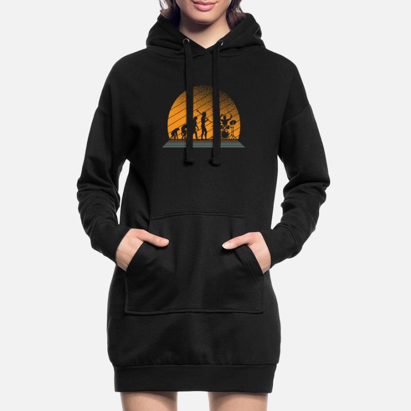 Drummer Drums Evolution Full Moon Stage Hoodie Dress