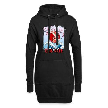 Japanischer Koi Karpfen angler - Hoodie-Kleid - Schwarz - Vorne