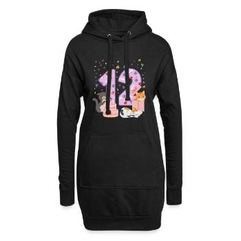 12ème anniversaire Girl Cats Outfit 12 ans - Sweat-shirt à capuche long Femme - noir - Devant
