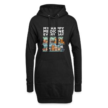 Ma pilule happy medicine tous les jours - Sweat-shirt à capuche long Femme - noir - Devant