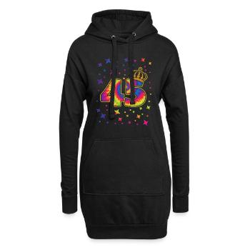 Tie-dye 45. Geburtstagsfeier 45 Jahre Alter - Hoodie-Kleid - Schwarz - Vorne