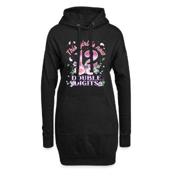 Dieses Mädchen Ist Jetzt 12 Double Digits 12. - Hoodie-Kleid - Schwarz - Vorne