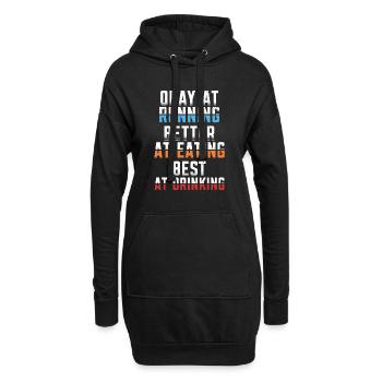 Okay Beim Laufen Besser Beim Essen - Hoodie-Kleid - Schwarz - Vorne