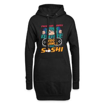 Dieses Mädchen Liebt Anime Und Sushi-liebhaber - Hoodie-Kleid - Schwarz - Vorne