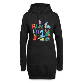 Rawr Ich Bin 2 | Rawr Dinosaurier | 2. Geburtstag - Hoodie-Kleid - Schwarz - Vorne