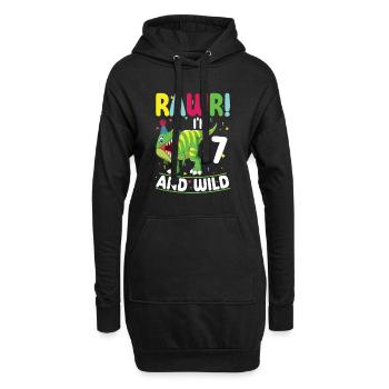 Dinosaure 7 ans costume de fête de 7ème anniversaire - Sweat-shirt à capuche long Femme - noir - Devant