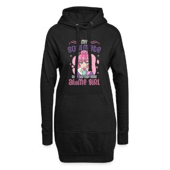 Mein Seelenverwandter Ist Ein Anime-mädchen | - Hoodie-Kleid - Schwarz - Vorne