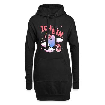 Ich Bin 9 Jahre Alt | Einhorn-thema | 9. - Hoodie-Kleid - Schwarz - Vorne