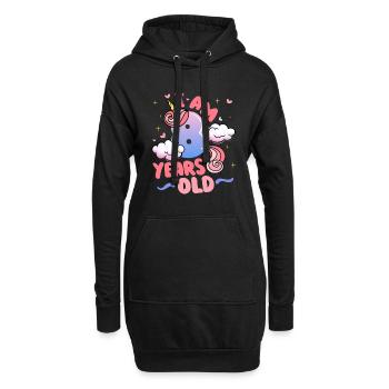 Ich Bin 8 Jahre Alt | Einhorn-thema | 8. - Hoodie-Kleid - Schwarz - Vorne
