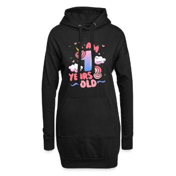 Ich Bin 10 Jahre Alt | Einhorn-thema | 7. - Hoodie-Kleid - Schwarz - Vorne