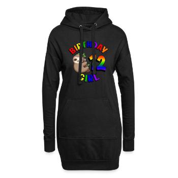 Geburtstag 12 Mädchen Niedliches Baby Faultier - Hoodie-Kleid - Schwarz - Vorne