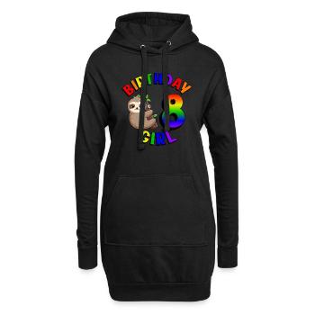 Geburtstag 8 Mädchen Niedliches Baby Faultier - Hoodie-Kleid - Schwarz - Vorne